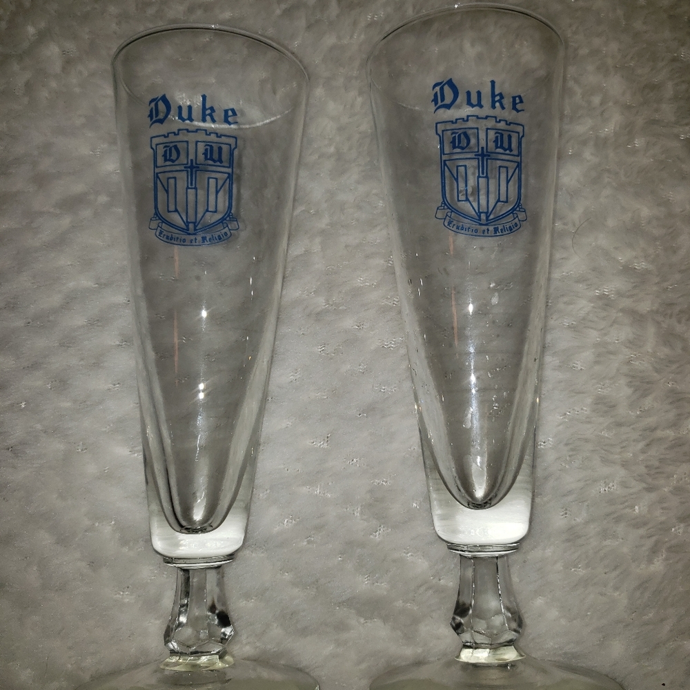 Two Duke University stemware glasses